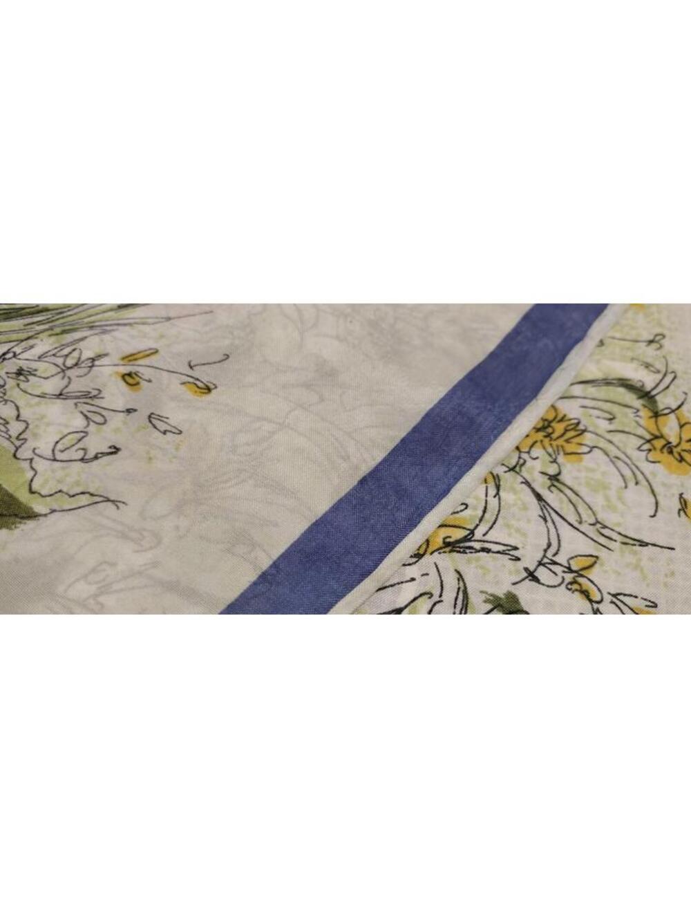 Vintage 1950s Fine Silk Scarf Periwinkle Flowers Pink Jade Green Hand Sewn Edges - Picture 12 of 16